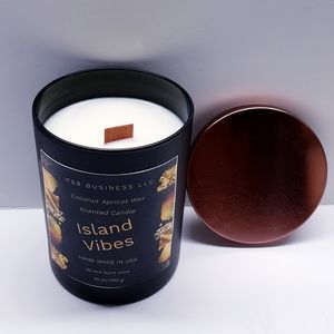 ISLAND VIBES Coconut Apricot Scented Candle with a Crackling Wooden Wick, 12 oz